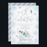 Oh What Fun Blue & Silver Winter Sleigh Birthday Invitation<br><div class="desc">Oh What Fun Blue & Silver Winter Sleigh Birthday Invitation</div>