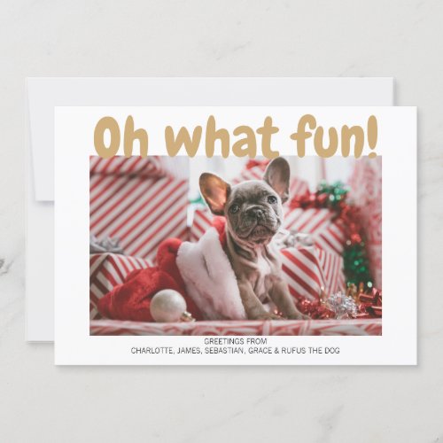 Oh What Fun Bold Type Plaid Pattern Christmas Card