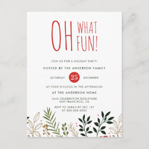Oh What Fun! Botanical Holiday Party Invitation