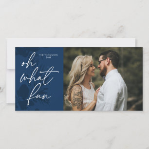 Oh What Fun Bright Christmas Blue Holiday Card