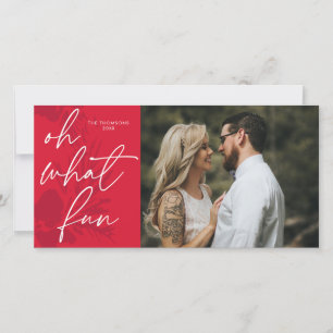 Oh What Fun Bright Christmas Red Holiday Card