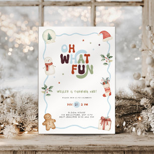 Oh What Fun Christmas 1st Birthday Invitation Boys