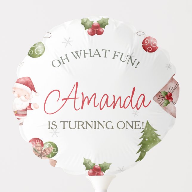 Oh What Fun Christmas Birthday Balloon (Front)