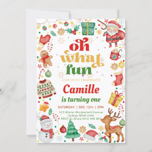 Oh What Fun Christmas Birthday Invitation