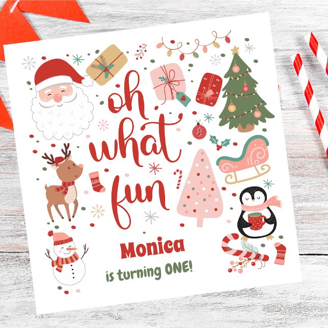 Oh what fun christmas birthday napkins (Creator Uploaded)