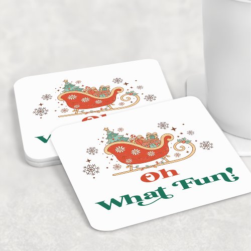 Oh What Fun Christmas Birthday Paper Coaster