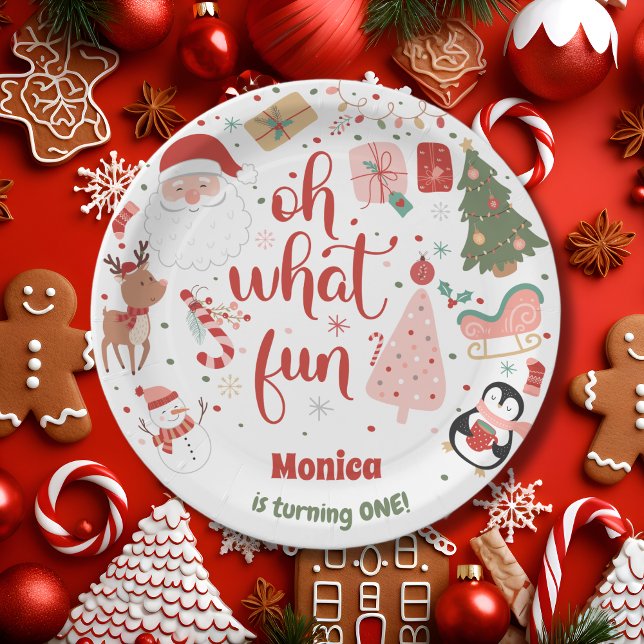 Oh what fun christmas birthday paper plates (Creator Uploaded)