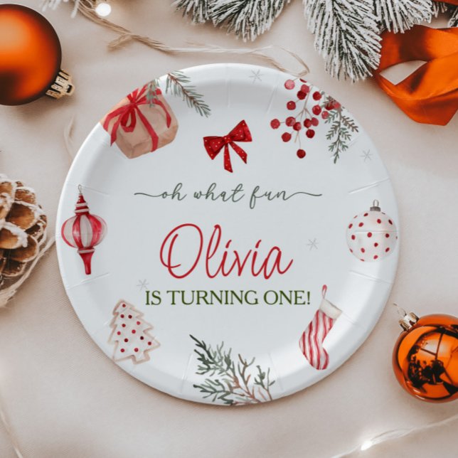 Oh What Fun Christmas Birthday  Paper Plates (Creator Uploaded)