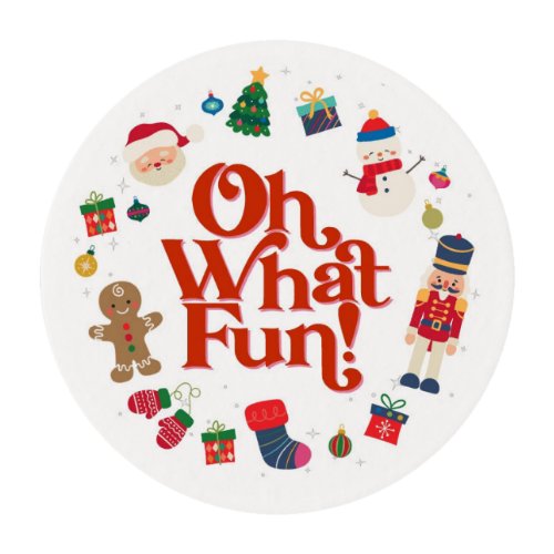 Oh What Fun Christmas Birthday Party Cupcake Edible Frosting Rounds