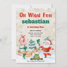 Oh What Fun Christmas Birthday Party Invitation