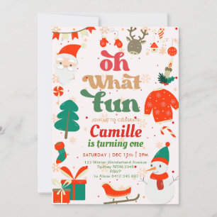 Oh What Fun Christmas Birthday Party Invitation
