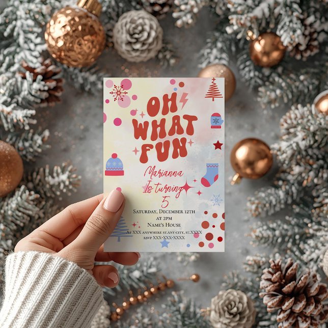 Oh What Fun Christmas Birthday Party  Invitation (Creator Uploaded)