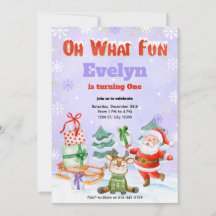 Oh What Fun Christmas Birthday Party Invitation