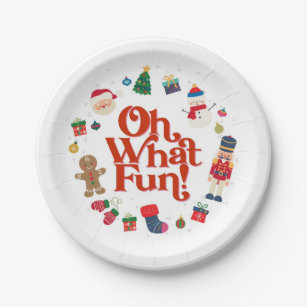 Oh What Fun Christmas Birthday Party Table Decor Paper Plates