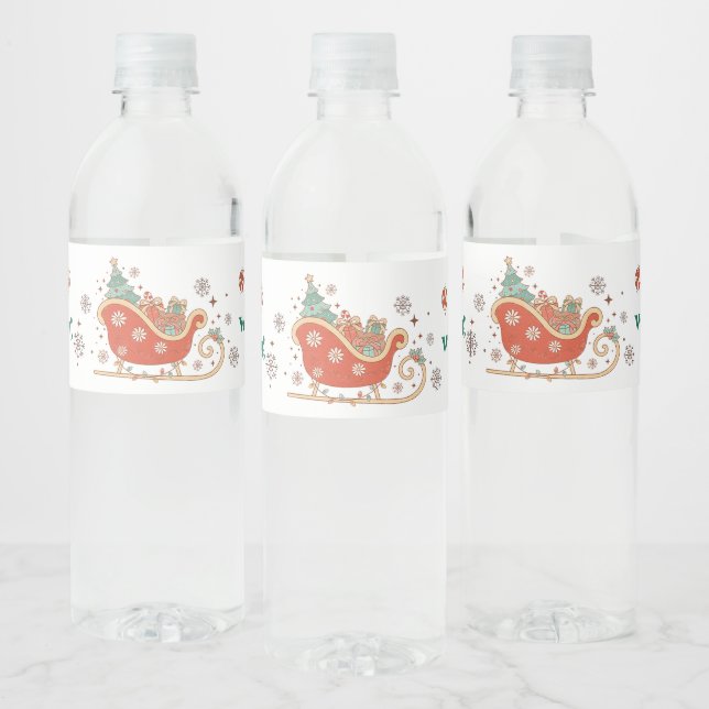Oh What Fun Christmas Birthday Party Water Bottle  Water Bottle Label (Bottles)