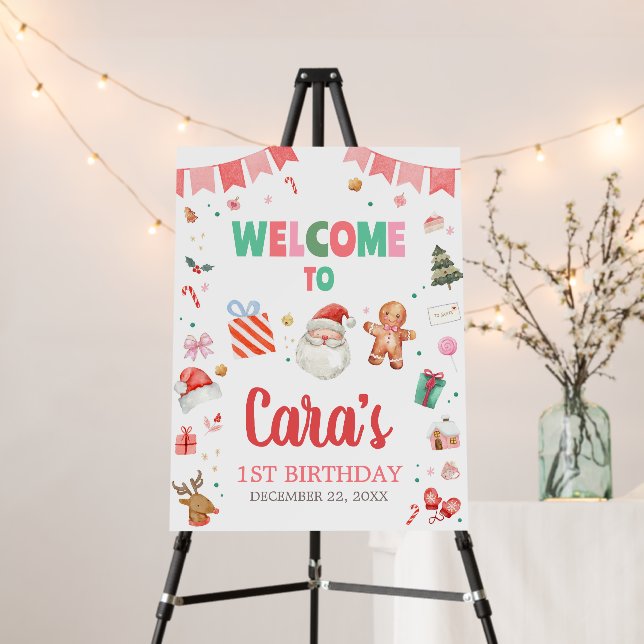 Oh What Fun Christmas Birthday Party Welcome Sign (In Situ (Stand))