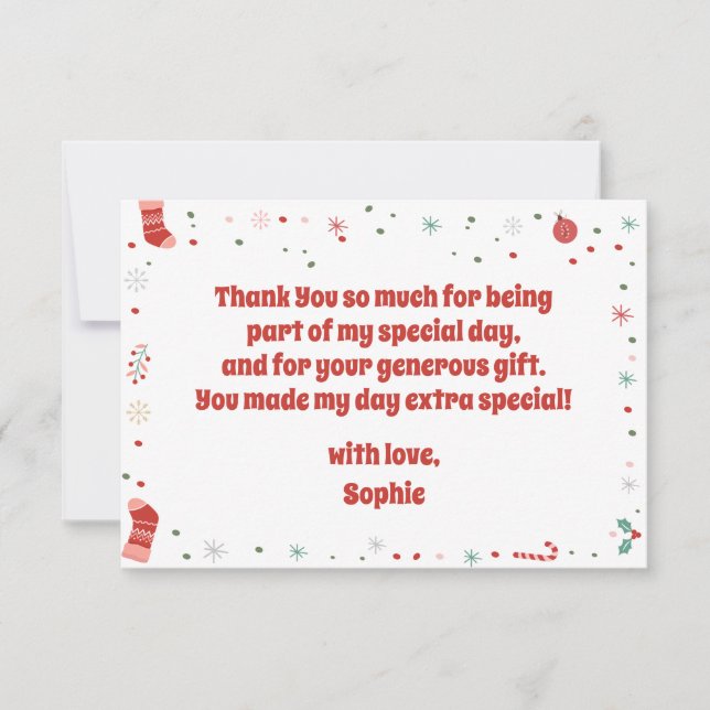 Oh what fun christmas birthday thank you card (Front)