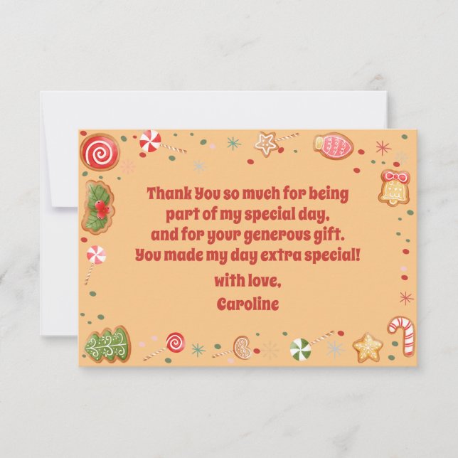 Oh what fun christmas birthday thank you card (Front)