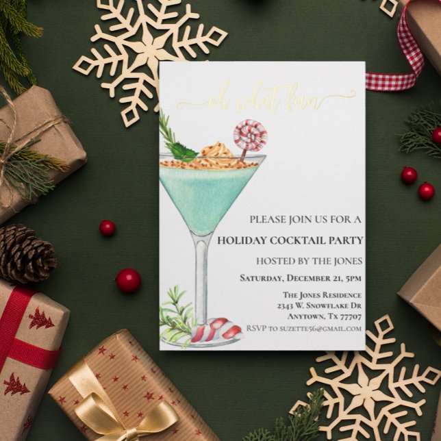 Oh What fun Christmas Cocktail party Foil Invitation (Creator Uploaded)