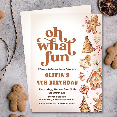 Oh What Fun Christmas Cookie Birthday Party Invitation