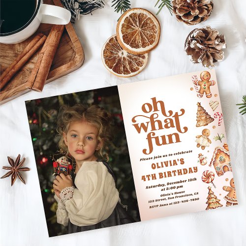 Oh What Fun Christmas Cookie Birthday Party Photo Invitation