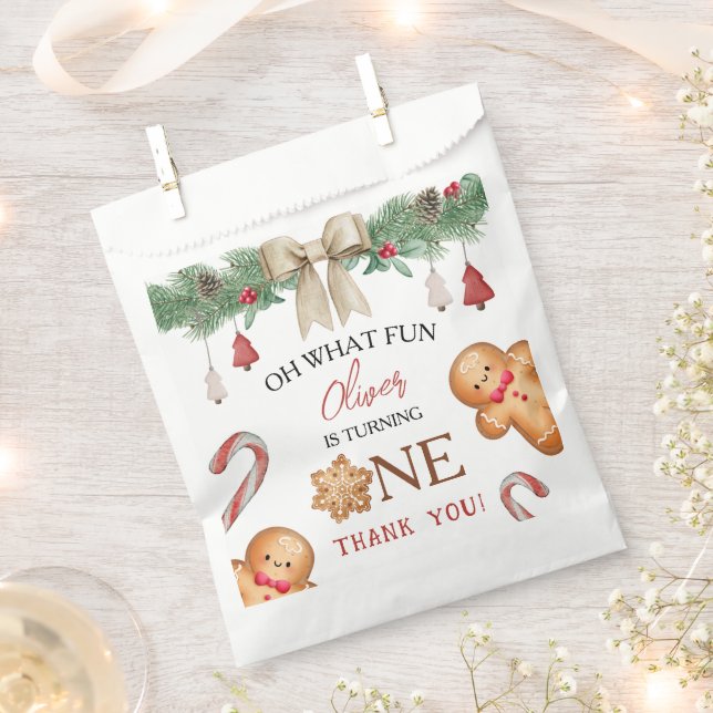 Oh What Fun Christmas Cookies 1st Birthday Favor Bag (Clipped)