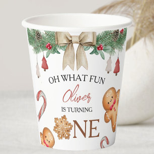 Oh What Fun Christmas Cookies 1st Birthday Paper Cups