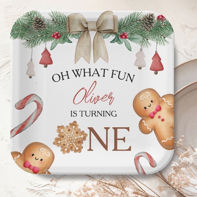 Oh What Fun Christmas Cookies 1st Birthday Paper Plates (Creator Uploaded)