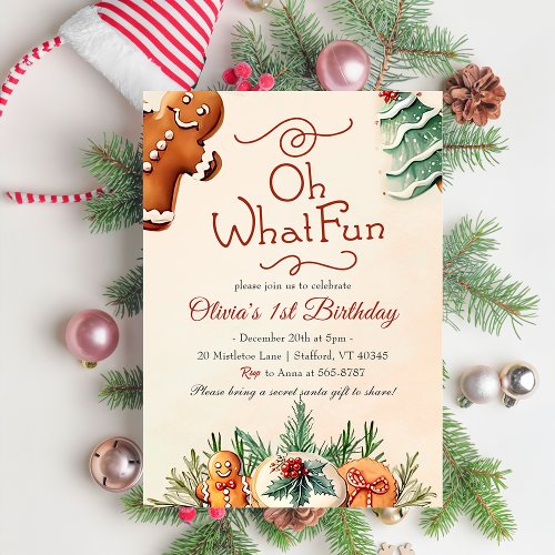 Oh What Fun Christmas Cookies Birthday Party Invitation