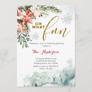 Oh What Fun Christmas Floral Invitation
