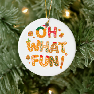Oh What Fun Christmas Gingerbread Cookies Ceramic Ornament