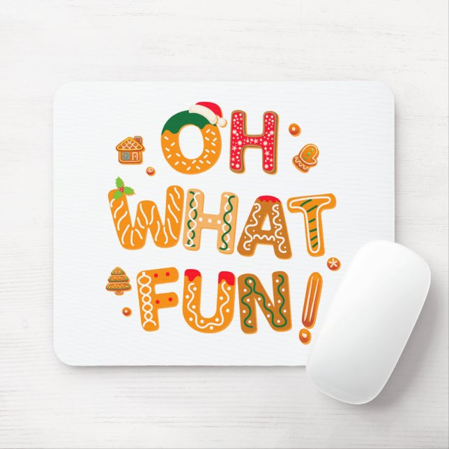 Oh What Fun Christmas Gingerbread Cookies Mouse Pad (With Mouse)