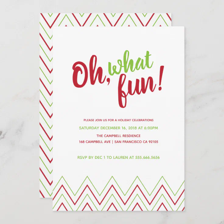 Oh, What Fun Christmas Holiday Party Invitation | Zazzle