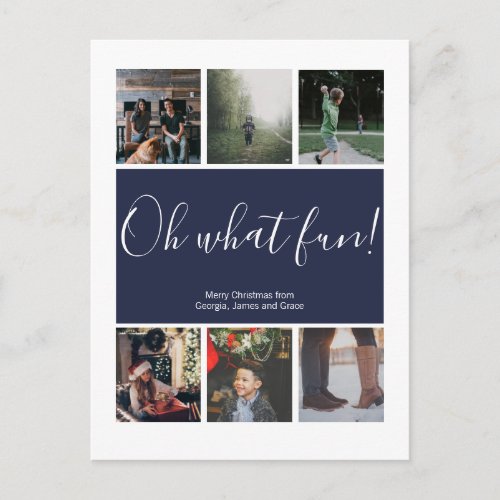 Oh What Fun Christmas Holiday Personalized back Postcard