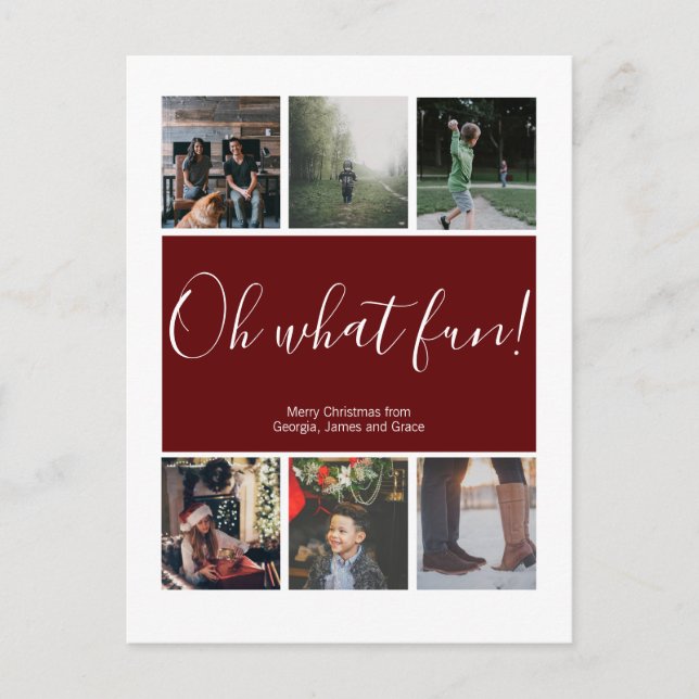 Oh What Fun Christmas Holiday Personalized Postcard (Front)