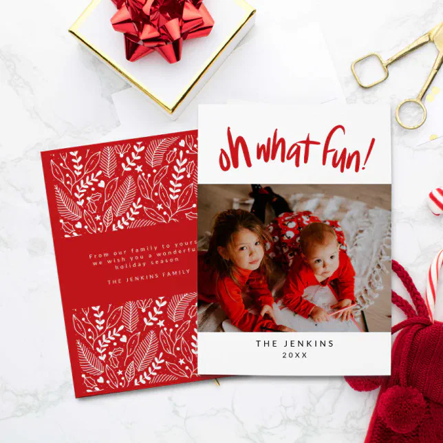 Oh What Fun Christmas Holiday Photo Card Zazzle