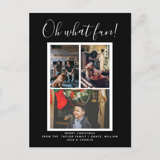 Oh What Fun Christmas Holiday Photo Personalized Postcard (Front)