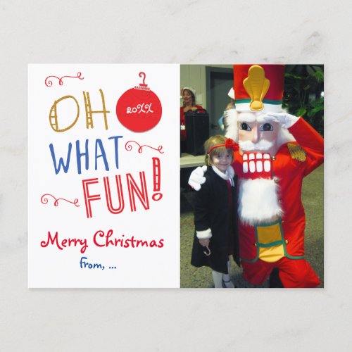 Oh What Fun Christmas Holiday Photo Postcard