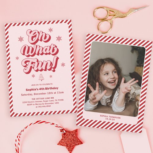 Oh What Fun Christmas Kids Birthday Party Invitation