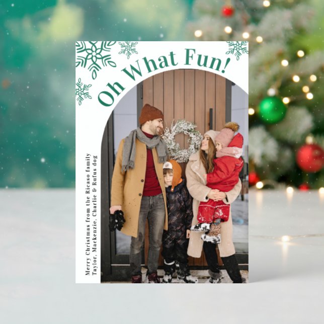 Oh What Fun Christmas  Letterpress Photo Cards (Front (Into))