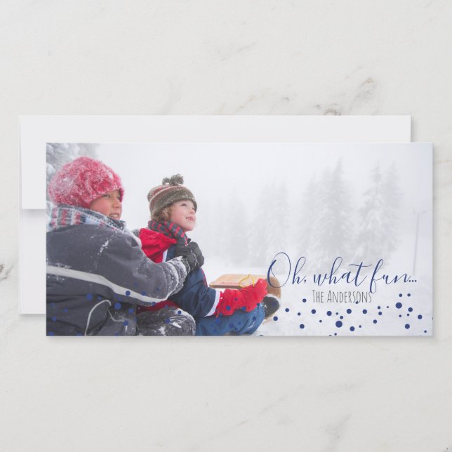 Oh, What Fun Christmas or Hanukkah Photocard Holiday Card (Front)