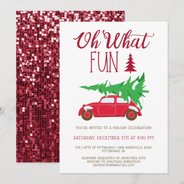OH WHAT FUN Christmas Party EDITABLE Invitation (Front/Back)
