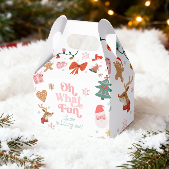 Oh What Fun Christmas Party Girl 1st Birthday  Favor Boxes (Creator Uploaded)
