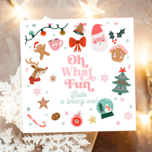 Oh What Fun Christmas Party Girl 1st Birthday Napkins