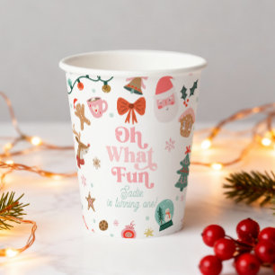 Oh What Fun Christmas Party Girl 1st Birthday Paper Cups