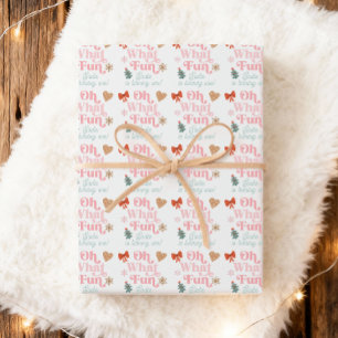 Oh What Fun Christmas Party Girl 1st Birthday Wrapping Paper