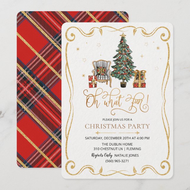 Oh What Fun Christmas Party Invitation (Front/Back)