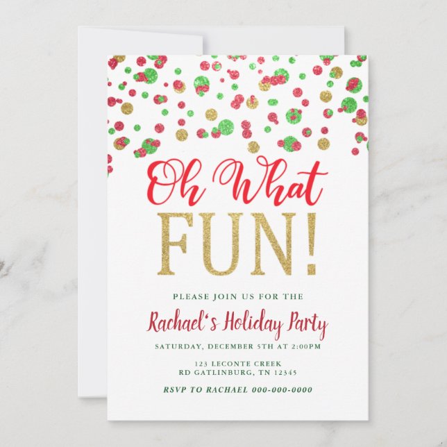 Oh What Fun Christmas Party Invitation (Front)