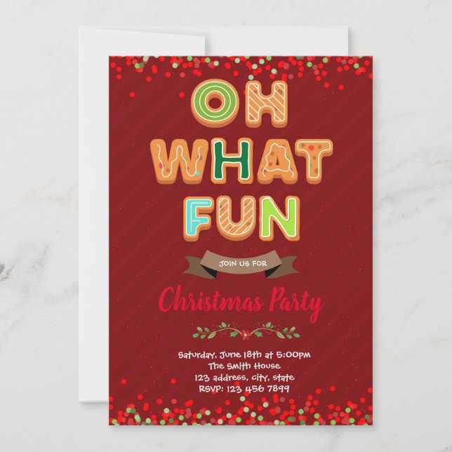 Oh what fun christmas party invitation (Front)