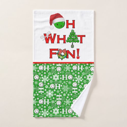 Oh What Fun Christmas Pickleball Green Ho Ho Ho Hand Towel